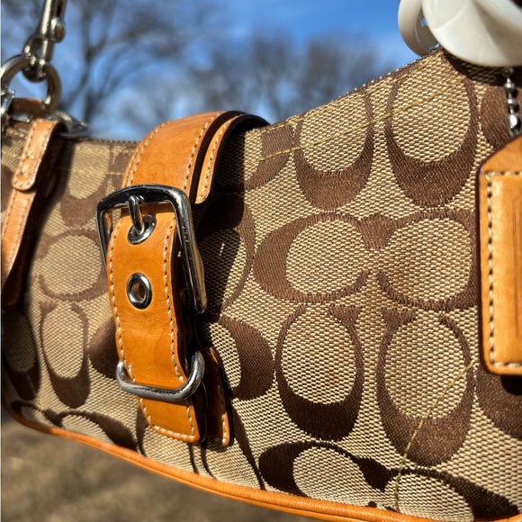 Coach Brown and Tan Handbag with White Accents - Picture 2 of 10